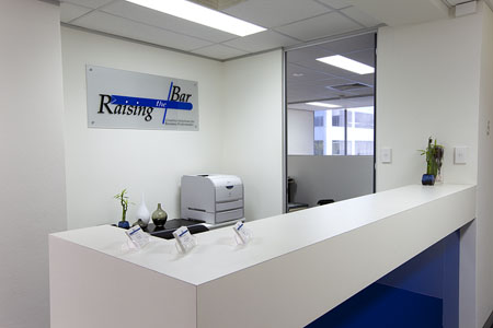 Our reception area at Raising the Bar